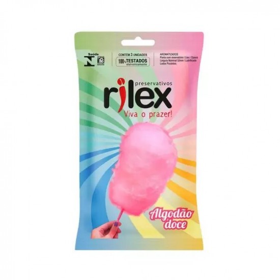 Preservativo Rilex sabor algodão doce contém 3 preservativos