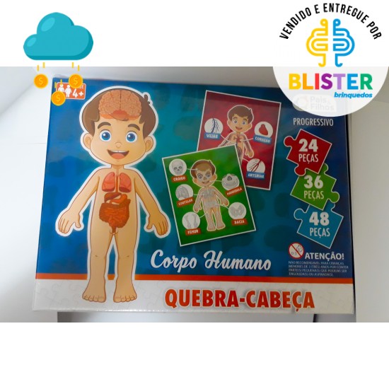 Quebra cabeças o corpo humano 48 peças Pais & Filhos brinquedos