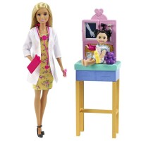 Brinquedo boneca Barbie loira pediatra 