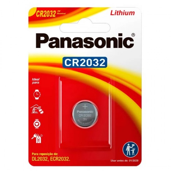 Bateria CR 2032 Panasonic para medidor de glicemia, balança digital